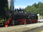 Im Bahnhof Schierke steht eine 72 mit ihrem vorletztem Brockenzug nach Wernigerode fr diesem Tag.
