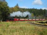 13.10.07 Ausfahrt aus Drei Annen Hohne mit dem Ziel Brocken, hie es fr diesen Planzug aus Nordhausen kommend.