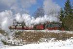 Einer der ersten Einstze nach dem Werkstattaufenthalt unternahm 99 7237 hier mit dem P8903 bei Benneckenstein am 19.3.2008