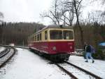 Triebwagen 187 012-0 am 31.1.2009 auf dem Weg von Alexisbad nach Quedlinburg in Mgdesprung