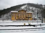 Das Bahnhofsgebude Eisfelder-Talmhle am 2.2.2009.