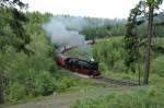 99 7236-5 mit dem letzten Brockenzug des Tages im Drngetal, 22.05.09