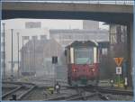 HSB 187 016-1 rangiert in Nordhausen und das bei nebligem, unfreundlichem Nieselregenwetter.