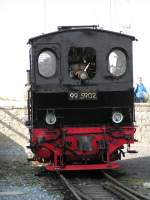 die 995902 nach einer Sonderfahrt auf dem Abstellgleis des Bahnhofs Brocken.
