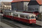 Die Triebwagen 187 011-2 'Fischstbchen' und 187 018-7 der Harzer Schmalspurbahnen standen am 26.
