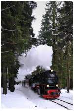 HSB 99 7243 fhrt mit Zug 8945 von Drei Annen Hohne auf den Brocken; Schierke; 3.2.2011