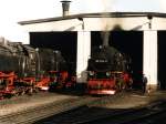 99 7244-9 der Harzer Schmalspurbahnen in Bahnbetriebswerke Wernigerode am 16-10-1997.