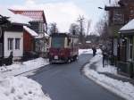 ein Triebwagen in der Kirchstrasse zu Wernigerode 27.02.2006