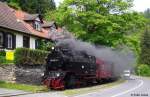 HSB 99 6001-4 mit Zug 8953 durchfhrt Stahlhammer, Harzer Schmalspurbahnen / Selketalbahn, fotografiert im Selketal zwischen Mgdesprung und Alexisbad am 29.05.2010