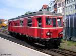 HSB 187 025 Diesel - Triebwagen T3 der NWE Nordhausen-Wernigeroder Eisenbahn, Baujahr 1938, Harzer Schmalspurbahnen, Harzquer- und Brockenbahn, fotografiert in Nordhausen whrend Jubilumsveranstaltung 125 Jahre Schmalspurbahnen im Harz am 28.04.2012