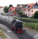 HSB 99 7239-8 setzt ins BW um, Jubilumsveranstaltung   125 Jahre Schmalspurbahnen im Harz  , HSB Harzer Schmalspurbahnen, fotografiert im Bhf.