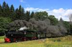 Mallet-Lokomotive 105 der Museumsbahn Blonay-Chamby + Mallet HSB 99 5902 NWE 12 vor historischem Traditionszug der HSB als Sonderzug Wernigerode - Brocken, Harzer Schmalspurbahnen, Harzquer- und