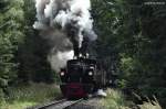 Malletdampflok 105 (Museumsbahn Blonay-Chamby), HSB 99 5901 und am Zugschluss HSB 99 5902 am 28.7.2012 mit dem Traditionszug bei Schierke.