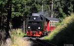 HSB 99 7239-9 vor Zug 8904 Eisfelder Talmhle - Wernigerode, Harzer Schmalspurbahnen, Harzquer- und Brockenbahn 1000 mm, fotografiert zwischen Drei Annen Hohne und Steinerne Renne am 04.08.2012 