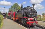 27.08.12 Westerntor ; die funkesteuerte 199 hat die kalte 99 222 und einen Packwagen vom Bf Wernigerode gebracht