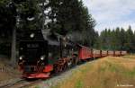 HSB 99 7245-6 Zug 8903 Wernigerode - Eisfelder Talmhle, Harzer Schmalspurbahnen, Harzquer- und Brockenbahn 1000 mm, fotografiert zwischen Elend und Sorge am 04.08.2012