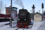 99 7239 wartet am Nachmittag des 25.01.2013 im Bw Wernigerode auf ihren nchsten Einsatz.