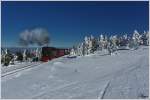 Winter Wonderland - Durch die Brockenspirale, dampft 99 236 mit dem HSB Zug 8927 von Drei Annen Hohne auf den Brocken. 
Brocken  4.3.2013