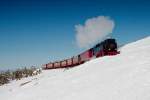 Die 99.236 kurz vor bevor sie den Gipfel des Brocken erreicht. (04.03.2013)