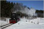 99 7239 dampft mit dem Zug 8920 von Nordhausen auf den Brocken. 
Drei Annen Hohne 5.3.2013