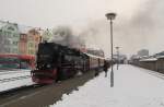 HSB 99 7245-6 mit der HSB 8920 zum Brocken, am 29.03.2013 in Nordhausen Nord.