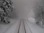 Die Brockenbahn (KBS 325) am 29.03.2013 zwischen Schierke und dem Brocken.