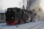 99 7241 mit P8904 aus Eisfelder Talmhle am 26.01.2013, kurz vor Abfahrt nach Wernigerode, auf Gleis 3 im Bahnhof Drei Annen Hohne.