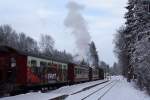 Sonderzug  Quedlinburger Brockenexpress  am Abend des 26.01.2013 auf Gleis 2 im Bahnhof Drei Annen Hohne.