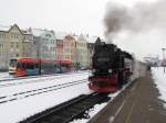 HSB 99 7245-6 mit der HSB 8920 zum Brocken, am 29.03.2013 in Nordhausen Nord.