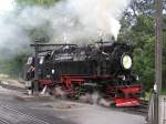 Lok der Harzer Schmalspurbahnen beim Wassertanken, vor der Weiterfahrt ber Schierke zum Brocken (20.