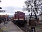 Eine Diesellok 199.8 der Harzer Schmalspurbahnen am 14.2.02 im Bahnhof Wernigerode.