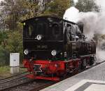 99 5901 am 18.10.2013 kurz vor bernahme eines Sonderzuges der IG HSB mit Fahrziel Brocken im Bahnhof Wernigerode.