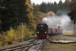 Einfahrt von 99 236, mit P8922 vom Brocken kommend, in den Bahnhof Drei Annen Hohne.