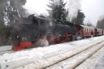 Dampflokomotive 99 7241-5 der Harzer Schmalspurbahnen am 18.02.2006 im Bahnhof Drei-Annen-Hohne.