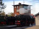 99 222 am Abend des 16.10.2014 im Bw Wernigerode.