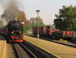 HSB 99 7237-3 mit der HSB 8925 von Wernigerode auf den Brocken, am 17.09.2014 in Wernigerode Westerntor.