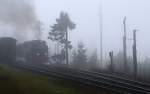 99 7241 mit P8925, am 17.10.2014 auf Bergfahrt zum Brocken, in Höhe der Ausweichstelle  Goetheweg .