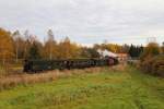 Durchfahrt von 99 6101 mit IG HSB-Sonderzug (Quedlinburg-Hasselfelde) am 18.10.2014 durch die Stieger Wendeschleife.