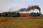 Scheinanfahrt von 99 6101 mit IG-HSB-Sonderzug am 18.10.2014, kurz hinter Hasselfelde. (Bild 2)