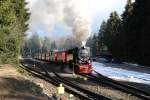 Am 21.03.2015 99 7240 7 im Bahnhof von Schierke bei der Ausfahrt zum Brocken 