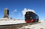 99 236 beim Umsetzen im Bahnhof Brocken, 15.02.2015.