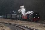 Sonderzug mit Lok 99 6001-4 kommt am 17.02.2007 von den Brocken.
