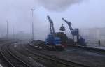Blick am Morgen des 13.02.2015 auf die Bekohlungsanlage im Bw Wernigerode.