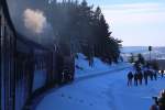 Impressionen aus dem talfahrenden Sonderzug der IG HSB am 13.02.2015 zwischen Brockenbahnhof und Schierke (Bild 2).