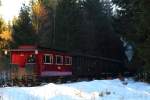 Nach erfolgter Scheinanfahrt am Haltepunkt Birkenmoor, wird am 13.02.2015 der IG HSB-Sonderzug zurückgedrückt, um die Fotografen wieder einsteigen zu lassen.