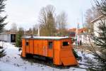 Schmalspurschneepflug 99-01-99 der HSB am 14.02.2015, aufgenommen im Bahnhof Hasselfelde.