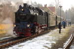 99 6001 mit IG HSB-Sonderzug am 15.02.2015, kurz nach Erreichen des Haltepunktes Straßberg.