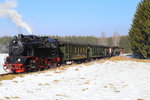 Kurz nach Verlassen des Bahnhofes Stiege in Richtung Eisfelder Talmühle, gibt es am 15.02.2015 bereits den nächsten Fotostop für den IG HSB-Sonderzug.