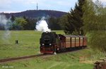 HSB 99 7245-6, ex DR 99 245 (Bj. 1956, LKM Babelsberg) vor Planzug 8904 Eisfelder Talmühle - Wernigerode, KBS 326 Nordhausen - Drei Annen Hohne, fotografiert vor Benneckenstein am 20.05.2015 --> Auf dem Berg im Hintergrund ist der Carlshausturm zu sehen, ein Aussichtsturm, welcher gleichzeitig als Funkturm der HSB genutzt wird