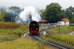 99 6001 am 16.10.2015 auf Rangierfahrt zwischen Wernigerode Westerntor und Wernigerode Bhf. Sie war an jenem Tag für eine Sonderzugveranstaltung der IG HSB im Einsatz. (Bild 2)